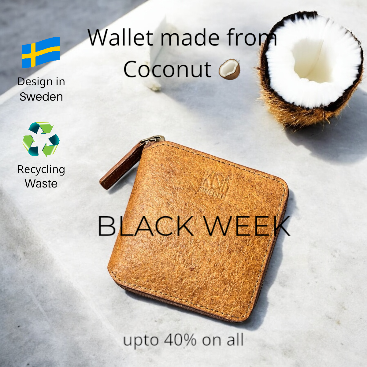 Kochi | Coconut Leather Long Zip Wallet