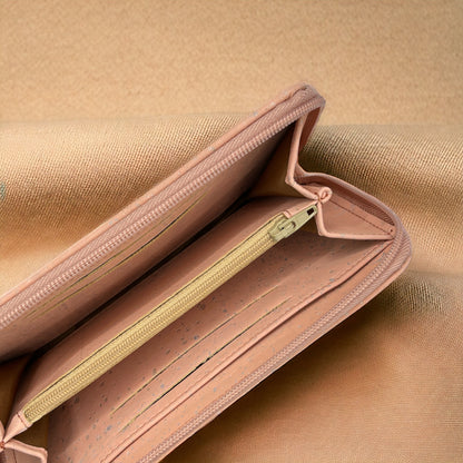 Pink color cork wallet